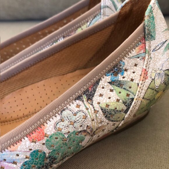 Gabor Rayah Printed Leather Shoes / Ballet Flat / Low Wedge, Size EU 39 / US 8.5 - Picture 6 of 9